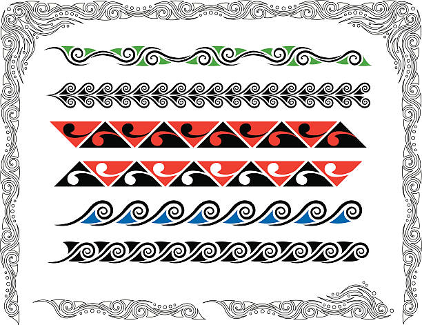 illustrations, cliparts, dessins animés et icônes de stylisé maori koru frontières - maori koru clip art pattern