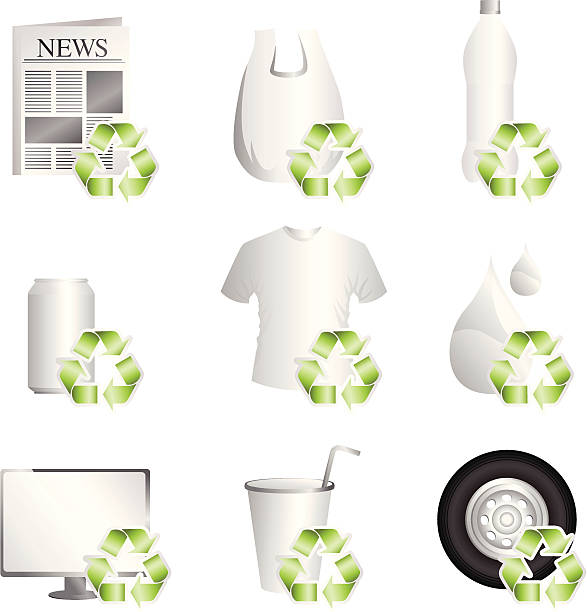 вторичная переработка - can disposable cup blank container stock illustrations