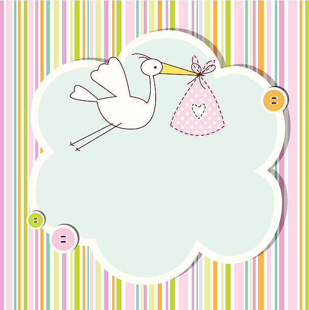 illustrazioni stock, clip art, cartoni animati e icone di tendenza di baby doccia carta con spazio copia - baby shower invitation its a girl greeting card