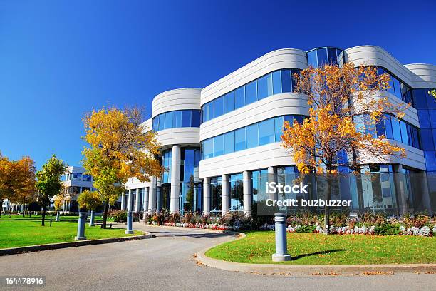 Colorful Corporate Building At Fall Stock Photo - Download Image Now - Office Building Exterior, Building Exterior, Outdoors