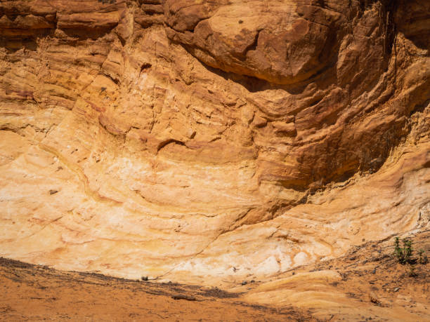 istock Abstract Rustrel canyon ocher cliffs landscape. Provencal Colorado near Roussillon, Southern France. 1644798519