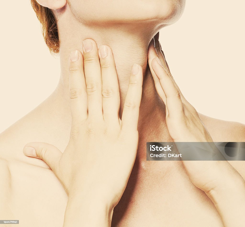 Dor de garganta aguda em mulheres jovens. - Royalty-free Garganta Foto de stock