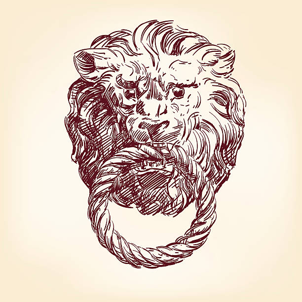 antike tür-griff - door knocker door lion luxury stock-grafiken, -clipart, -cartoons und -symbole