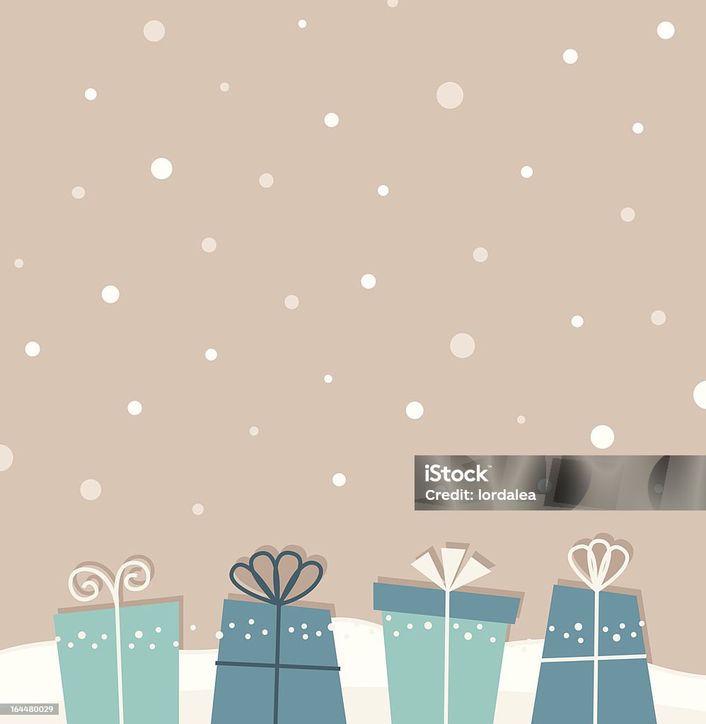 Retro Boże Narodzenie Śnieżyć tło z prezenty - Grafika wektorowa royalty-free (Brązowy)