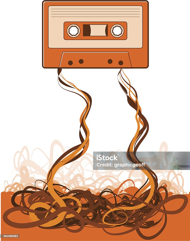 Cassette de cinta Unraveled - arte vectorial de Raído libre de derechos