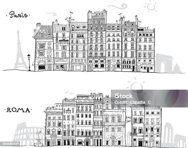 パリローマにスケッチ旅行のランドマークが背景 - パリのベクターアート素材や画像を多数ご用意 - パリ, 外壁, 通り