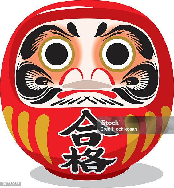 Red Daruma Doll Isolated On A White Background Stock Illustration - Download Image Now - Daruma, Educational Exam, Vector
