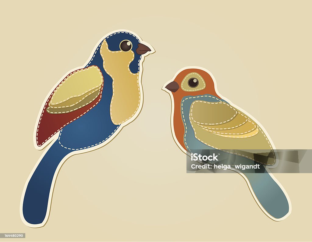 Deux oiseaux colorés - clipart vectoriel de Édredon libre de droits