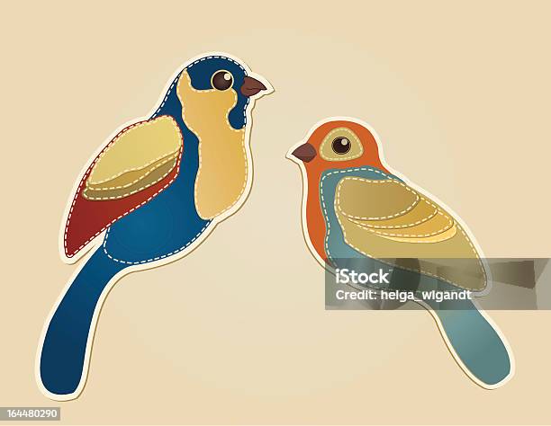 Deux Oiseaux Colorés Vecteurs libres de droits et plus d'images vectorielles de Édredon - Édredon, Coudre, Oiseau