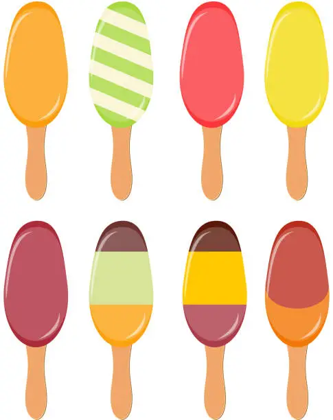 Vector illustration of Colorful popsicles vector illustration