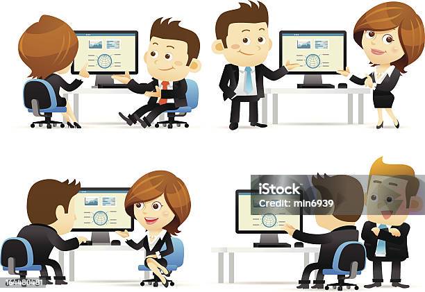 Discuss At Computer Stock Illustration - Download Image Now - Adult, Beautiful People, Beauty