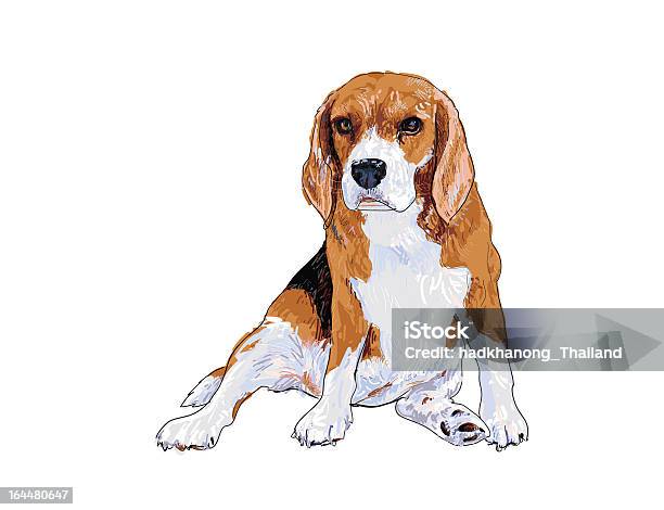 Сидит Бигль — стоковая векторная графика и другие изображения на тему Бигль - Бигль, Векторная графика, Гончая собака