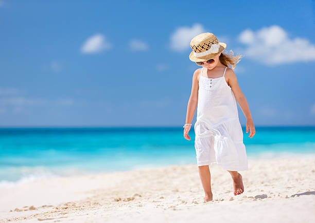 istock Adorable little girl at beach 164480652