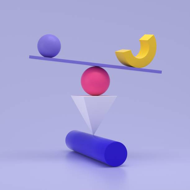 istock Extreme balance of various geometric figures on cylinder. 1644826325
