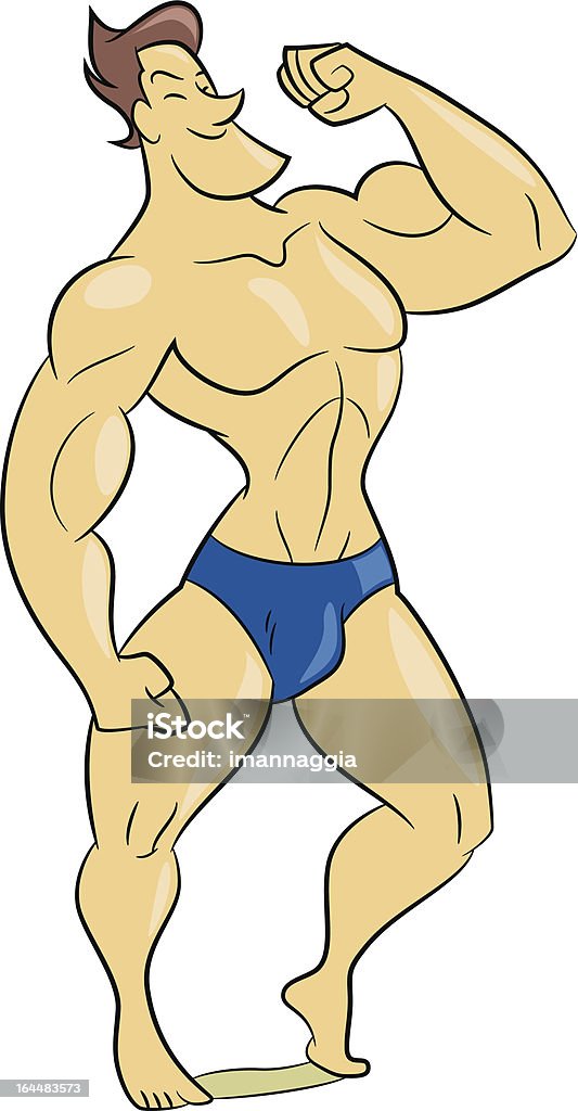 Muscle man Cartoon style illustration of a muscle man Adult stock vector