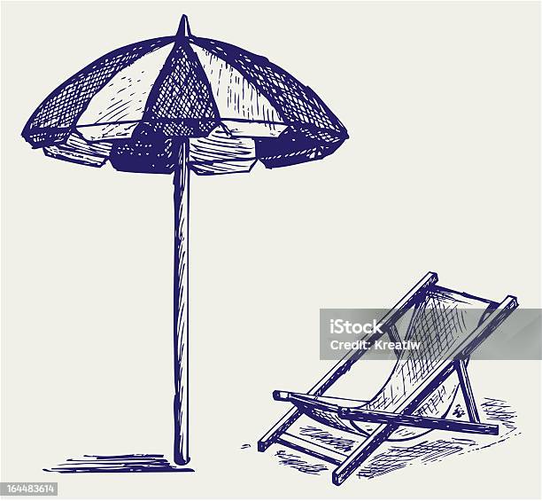 Chair And Beach Umbrella Stock Illustration - Download Image Now - Beach, Sketch, Parasol