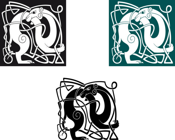 ilustrações, clipart, desenhos animados e ícones de celtic cães - celtic style celtic culture dog spirituality