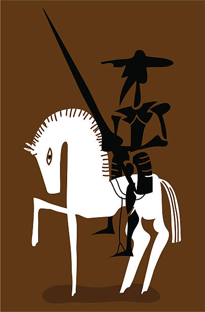 Don quixote and his horse Don quixote and his white horse don quixote stock illustrations