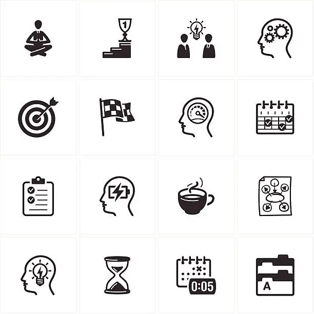 Vector illustration of Productive at Work Icons