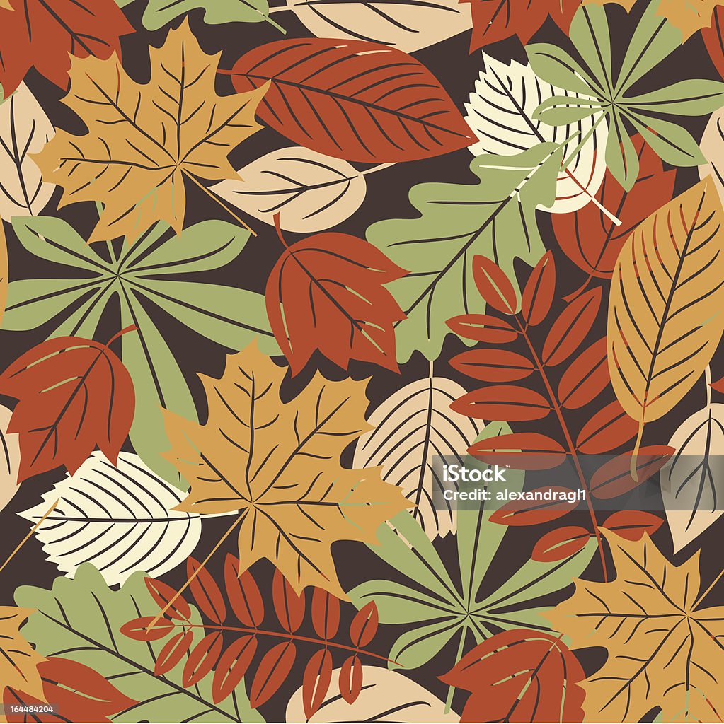 Sem costura padrão Retro com outono folhas - Royalty-free Abstrato arte vetorial