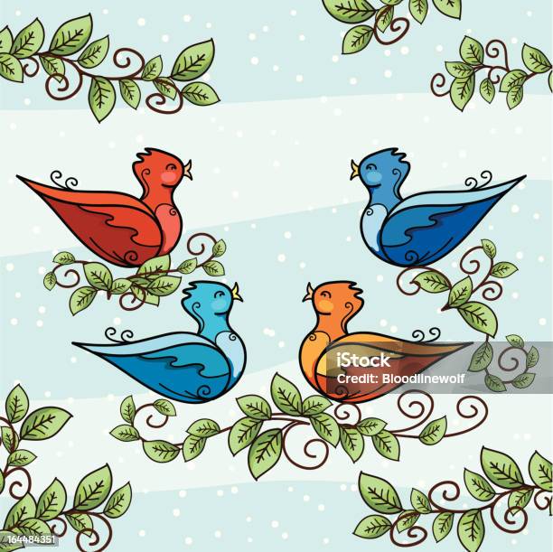 Doze Dias Do Natal Quatro Aves De Chamadas - Arte vetorial de stock e mais imagens de Quarto Dia do Natal - Quarto Dia do Natal, Doze Dias do Natal, Cantar