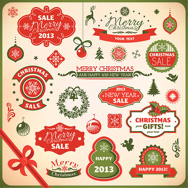 Christmas and new year decoration elements vector art illustration