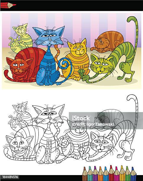 Cartoon Katzen Für Malbuch Oder Seite Stock Vektor Art und mehr Bilder von Bleistift - Bleistift, Charakterkopf, ClipArt