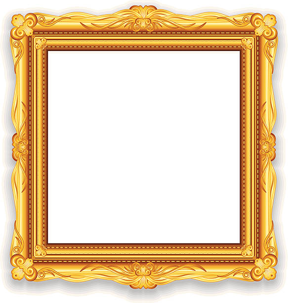 Golden Picture Frame Vector Gold Vintage Picture Frame. EPS10 Vector Illustration mirror object borders stock illustrations