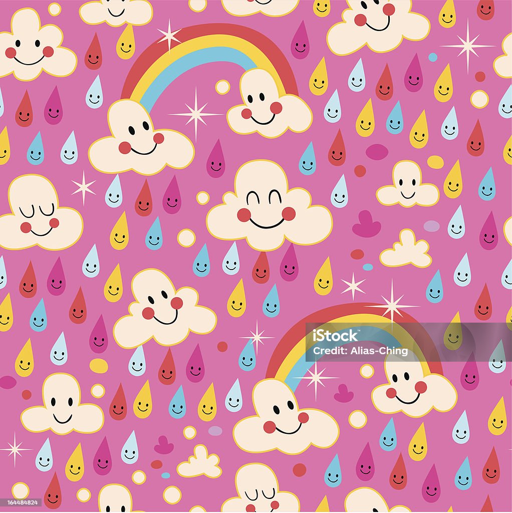 Nuages, arc-en-ciel, pluie gouttes motif - clipart vectoriel de Adolescent libre de droits