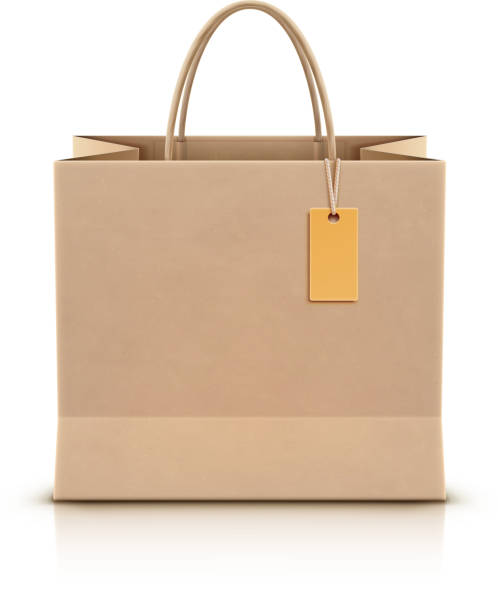 papier-einkaufstasche - shopping bag orange bag handle stock-grafiken, -clipart, -cartoons und -symbole