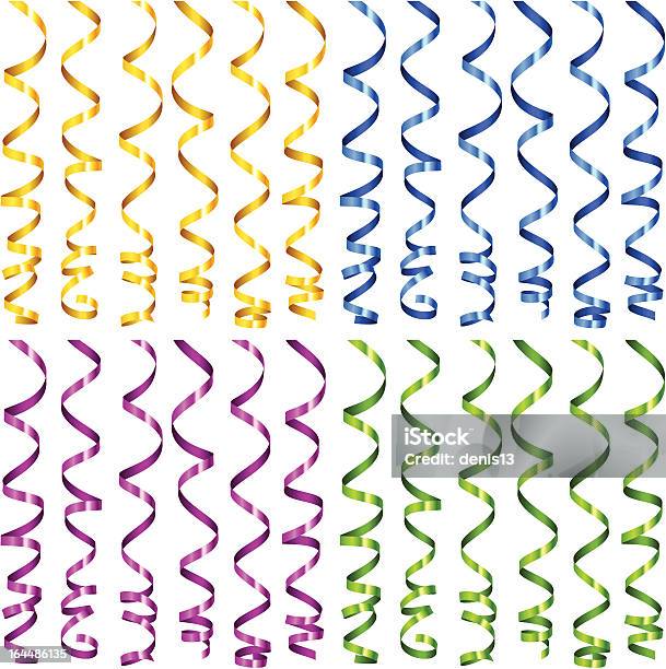 Vector Holiday Serpentine Multicoloured Ribbons Set Stock Illustration - Download Image Now