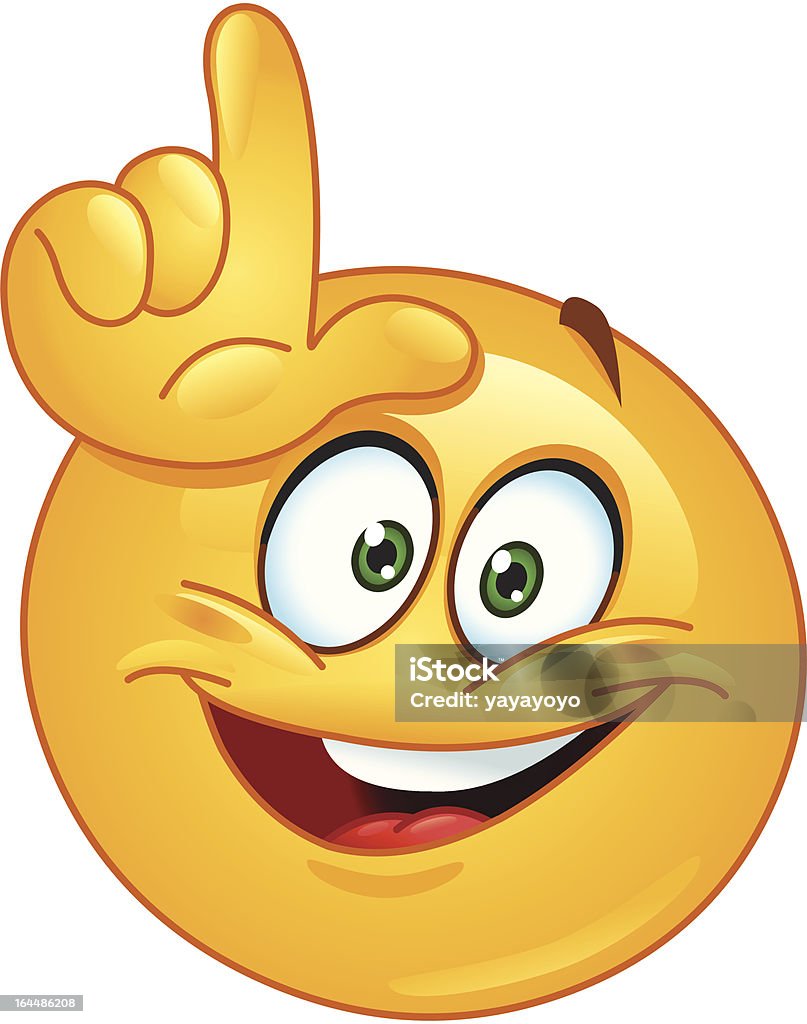 Loser emoticon Emoticon making the loser sign Emoticon stock vector