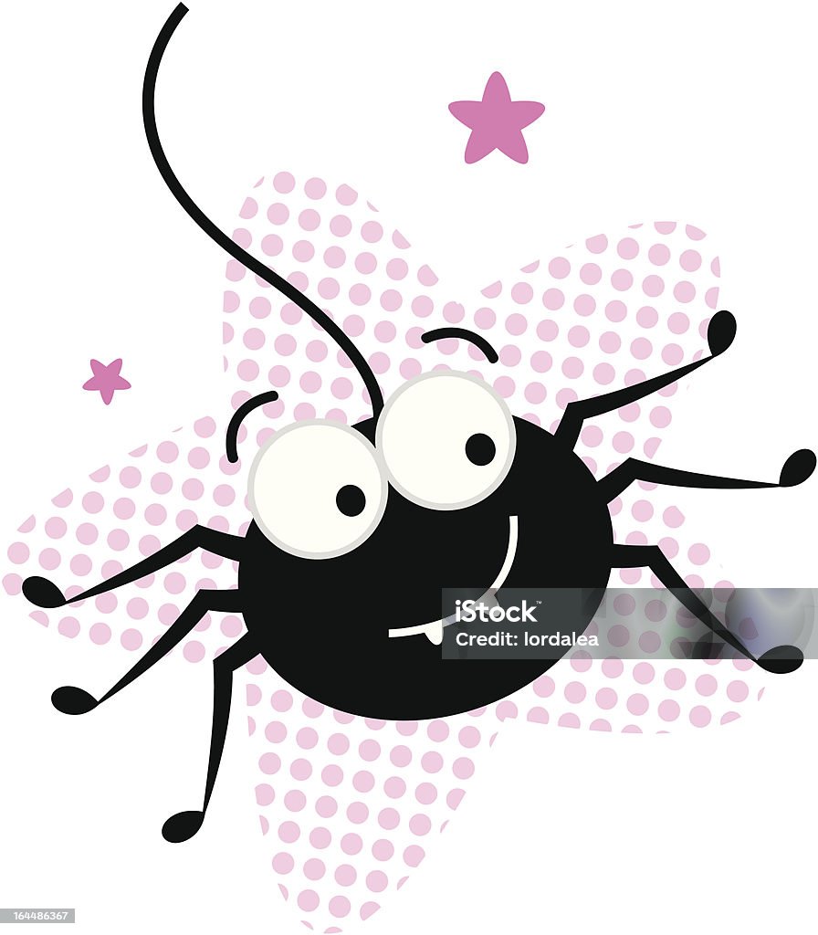 Mignon fond noir Rose étoiles araignée - clipart vectoriel de Arachnide libre de droits