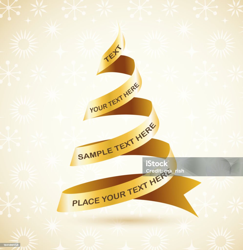 優��雅なゴールデンクリスマスツリーと背景、照明 - お祝いのロイヤリティフリーベクトルアート