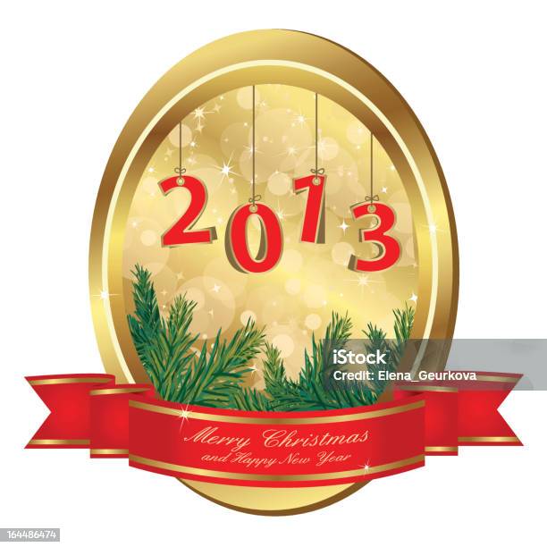 Weihnachten Gold Frame Stock Vektor Art und mehr Bilder von 2013 - 2013, 2014, Bildhintergrund