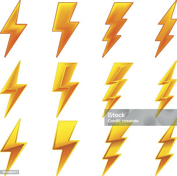 Lightning 아이콘 세트 연료 및 전력 생산에 대한 스톡 벡터 아트 및 기타 이미지 - 연료 및 전력 생산, 자연의 힘, 0명