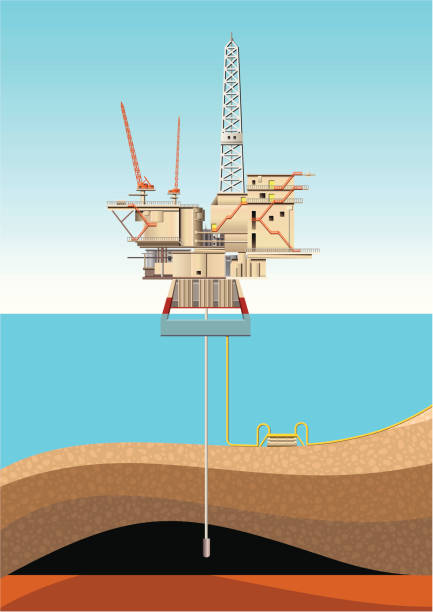 ilustrações de stock, clip art, desenhos animados e ícones de plataforma petrolífera - oil rig oil industry sea mining