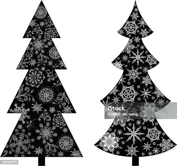 Silhouette Alberi Di Natale - Immagini vettoriali stock e altre immagini di Abete - Abete, Albero, Albero di natale