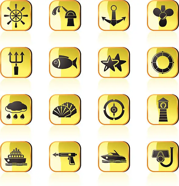 Vector illustration of Marine and sea icons