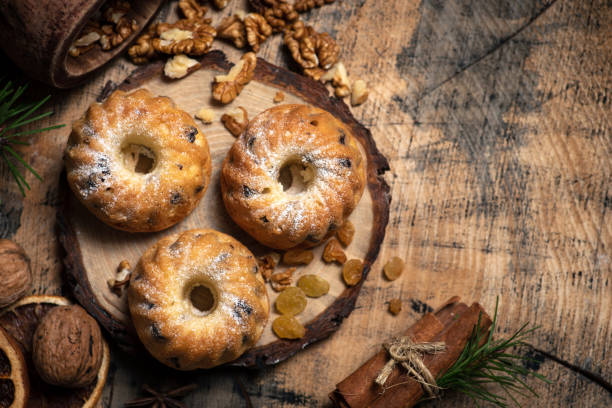 Christmas cake sprinkled with sugar