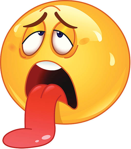Exhausted Emoticon Stock Illustration - Download Image Now - Emoticon,  Sticking Out Tongue, Tired - iStock