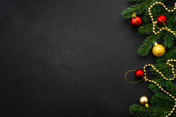 istock Christmas flat lay background on black. 1644871547