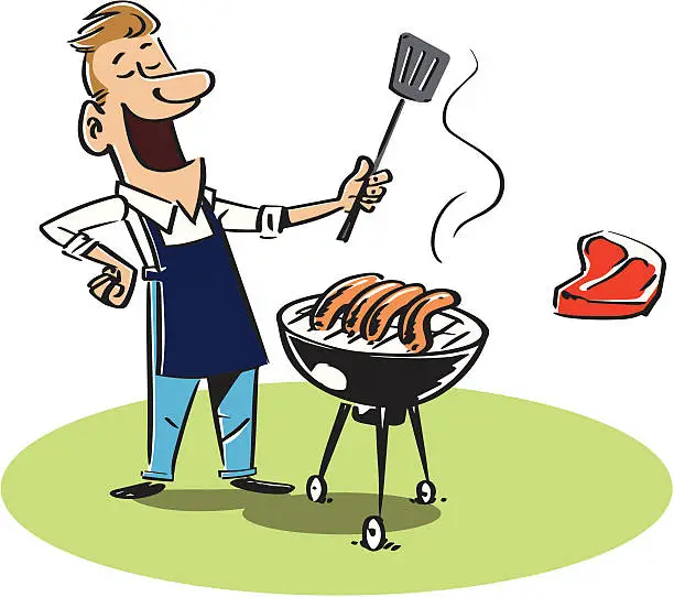 Vector illustration of Man With BBQ