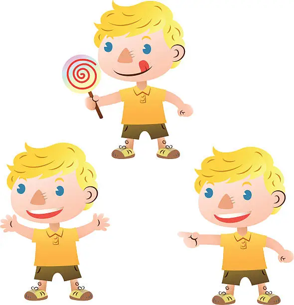 Vector illustration of Cute blond boy