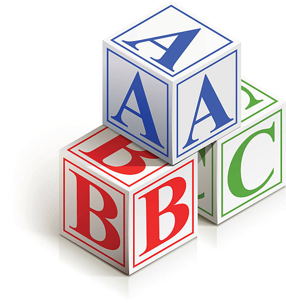 illustrations, cliparts, dessins animés et icônes de brick abc - alphabet brick construction toy