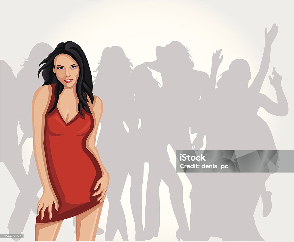 Mujer en vestido rojo - arte vectorial de Adulto libre de derechos