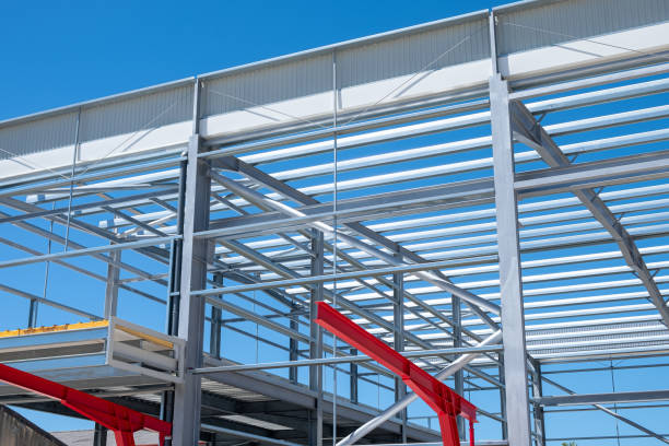 istock Metal structure of an industrial warehouse under construction 1644925451