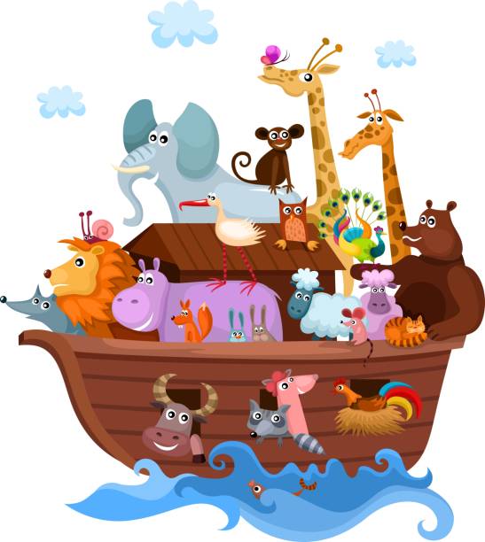 ilustrações, clipart, desenhos animados e ícones de noah da arca - ark animal elephant noah