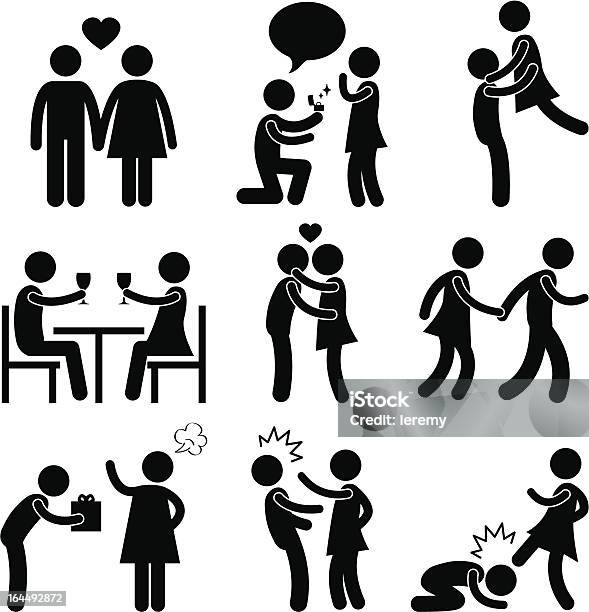 Couple Amant Amour Proposition Pictogram Vecteurs libres de droits et plus d'images vectorielles de Donner un coup de pied - Donner un coup de pied, Femme, Femmes