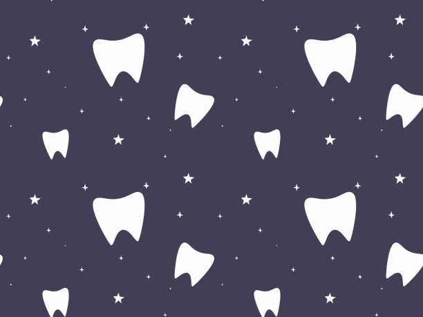 ilustrações de stock, clip art, desenhos animados e ícones de seamless pattern of teeth. vector illustration for national tooth fairy day and dentistry - dentist dentist office dentists chair cartoon